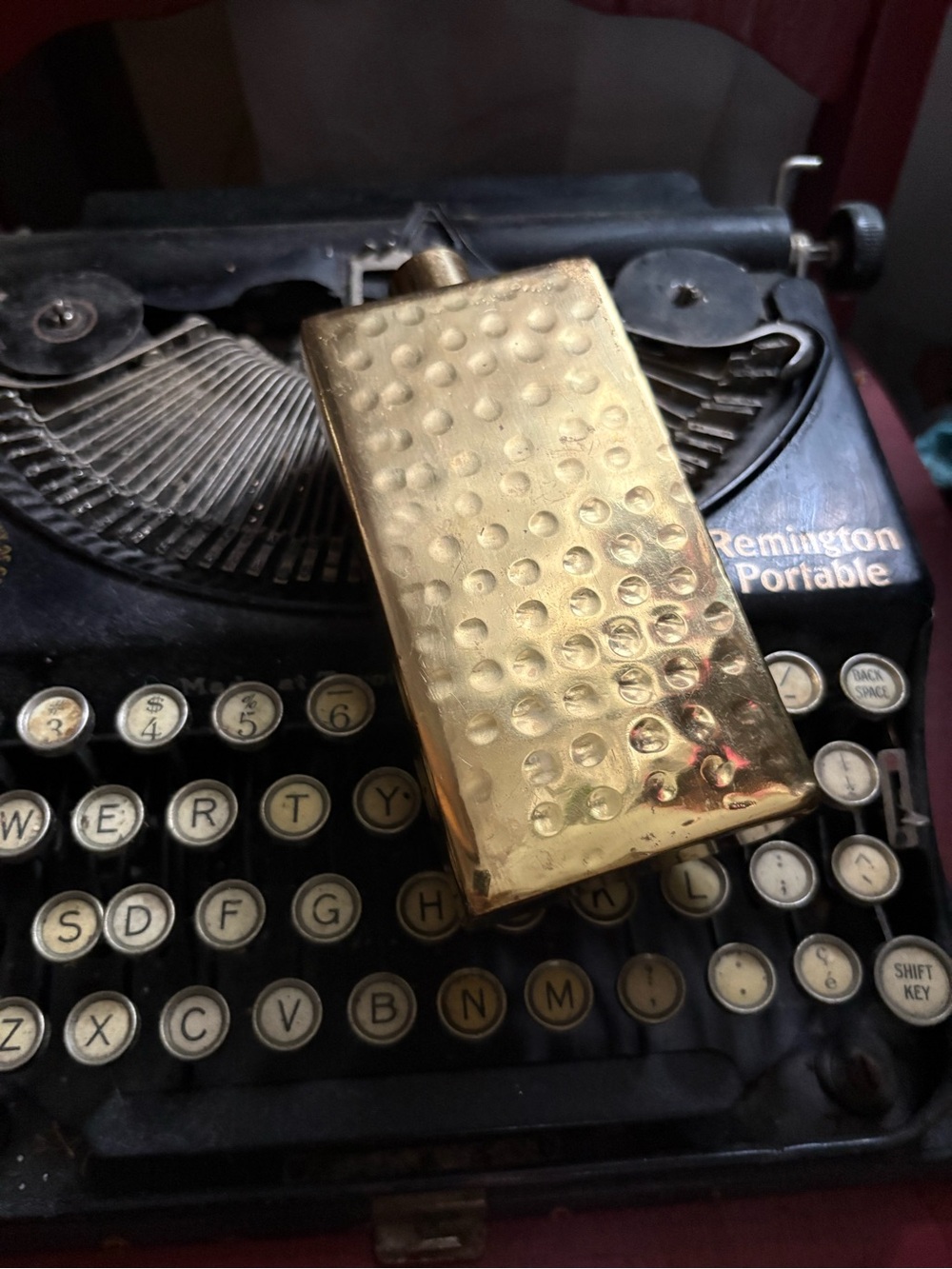 Gold Hammered Metal Flask - Vintage Style